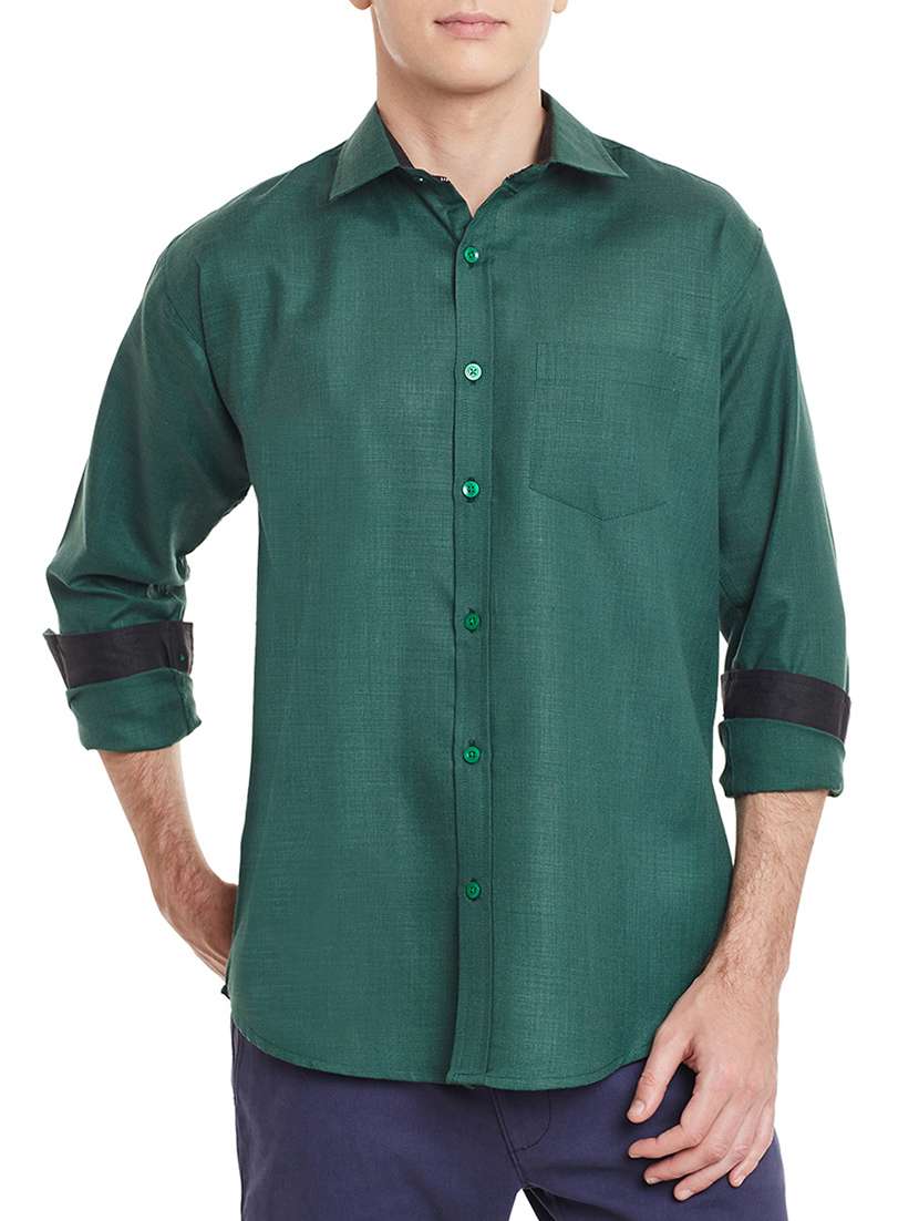 green cotton casual shirt