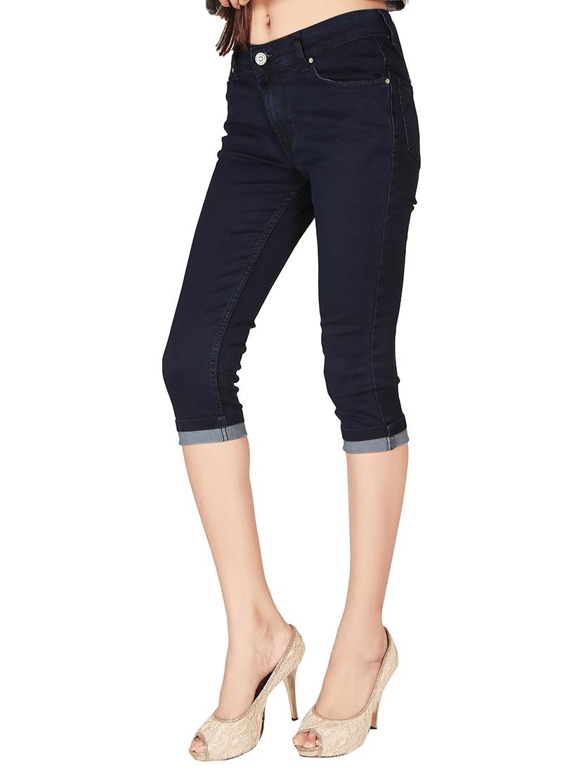 dark blue denim capri - 12788225 - Standard Image - 1