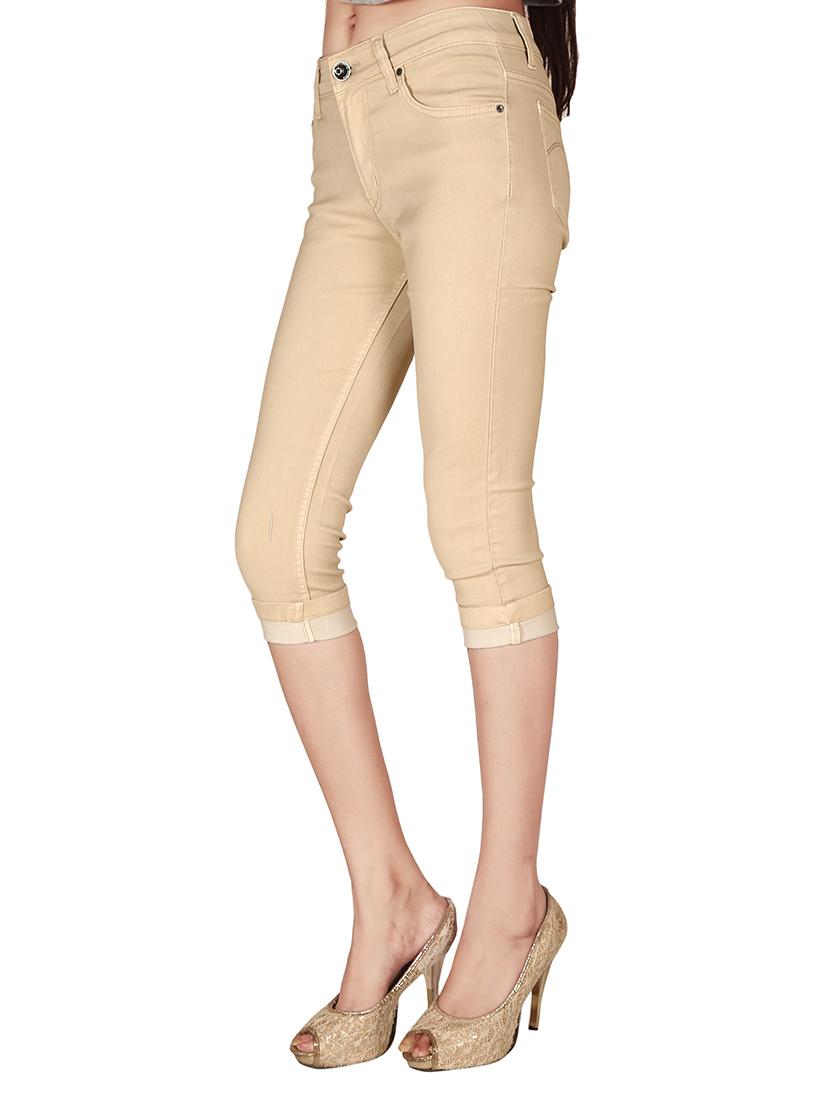 beige denim capri - 12788226 - Standard Image - 1