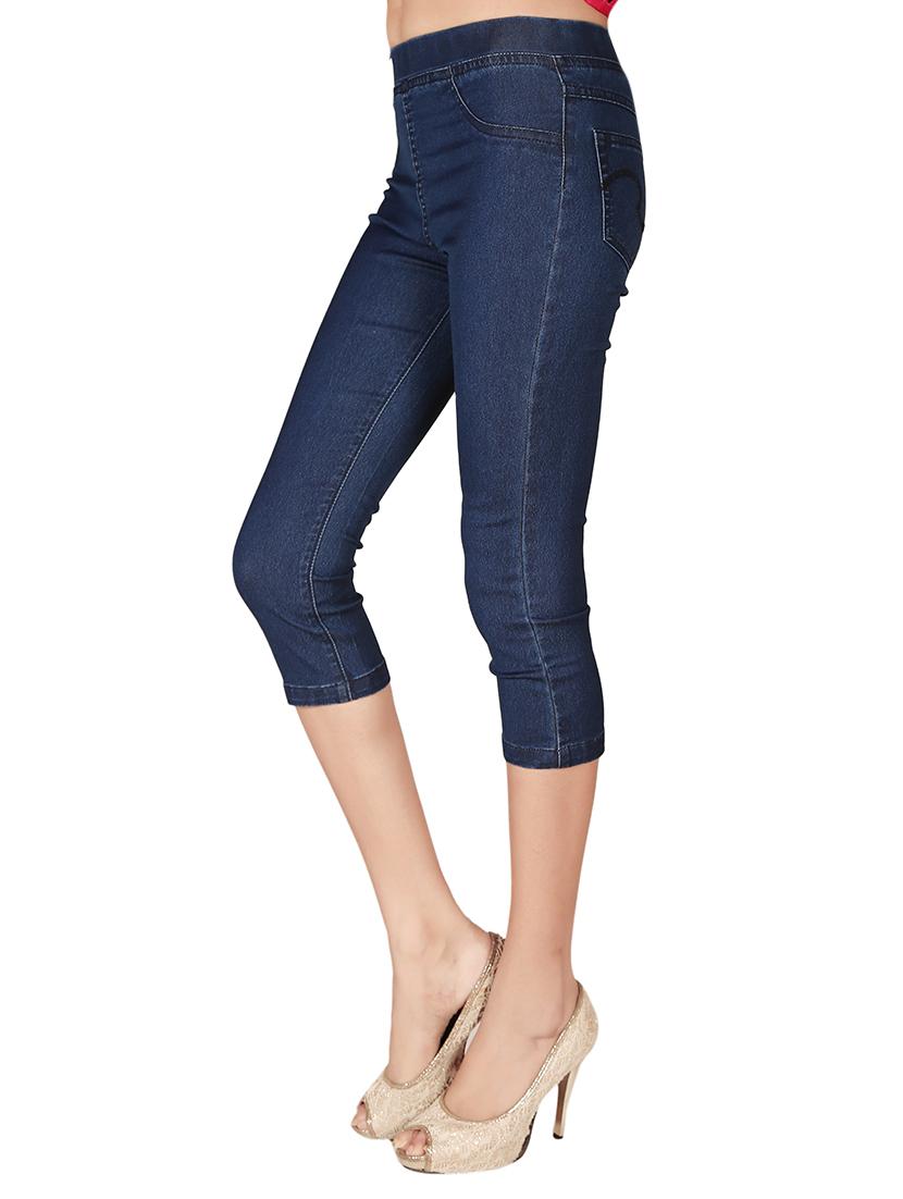 blue denim capri - 12788230 - Standard Image - 1