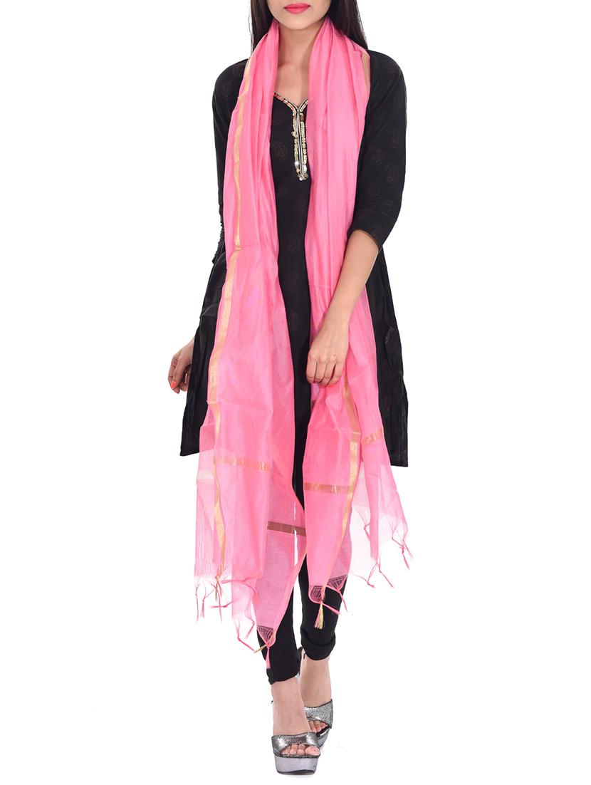 pink chanderi dupatta - 12792106 - Zoom Image - 0