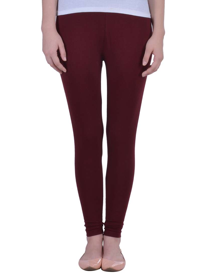 maroon cotton lycra ankle length legging