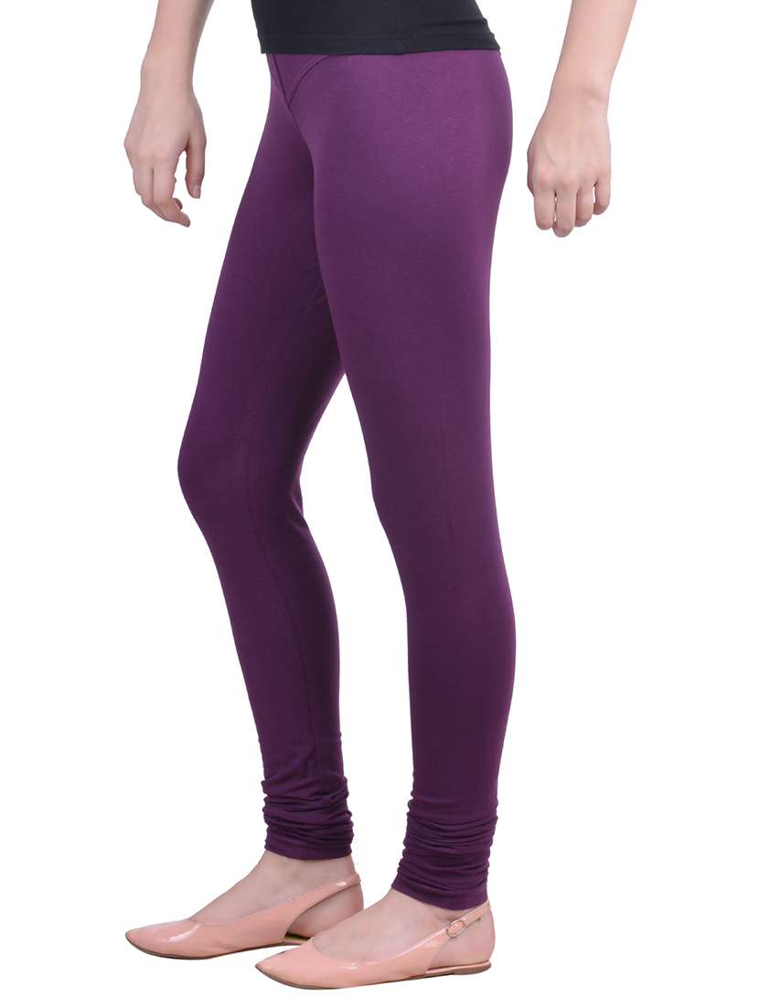 purple cotton lycra ankle length legging - 12792207 -  Standard Image - 1