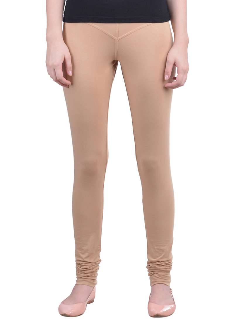 beige cotton lycra ankle length legging