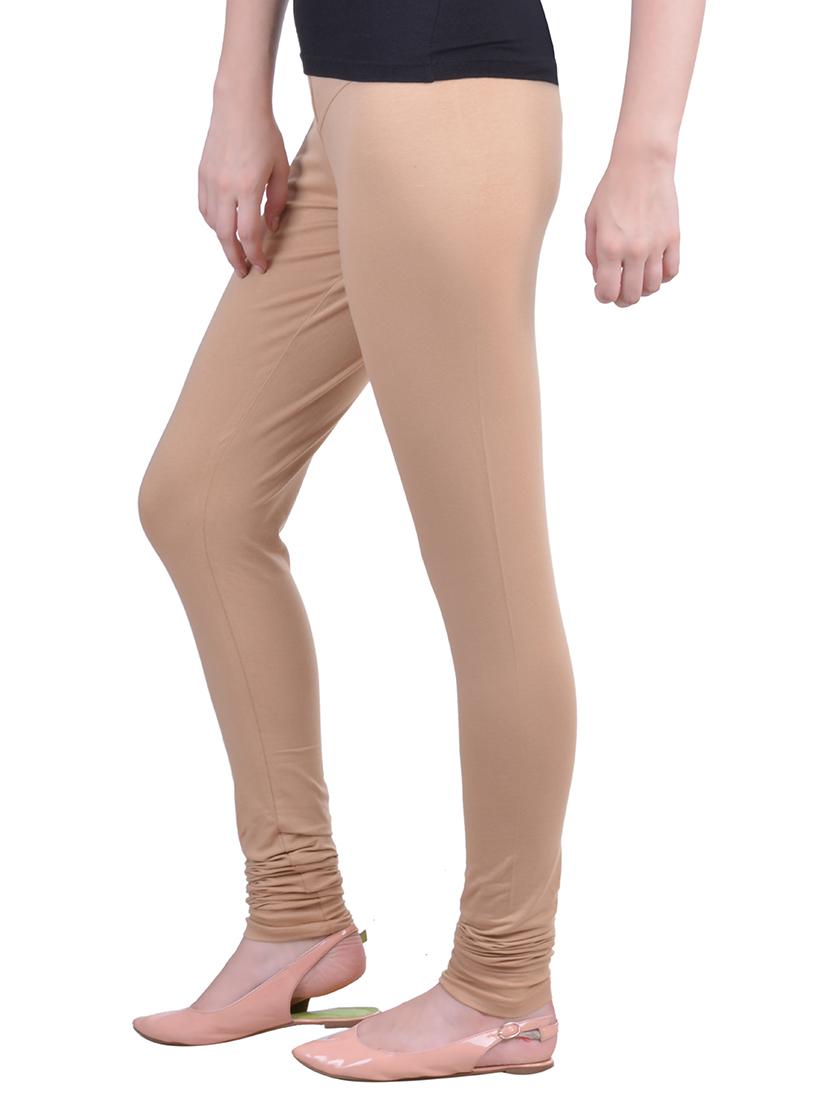 beige cotton lycra ankle length legging - 12792212 - Standard Image - 1