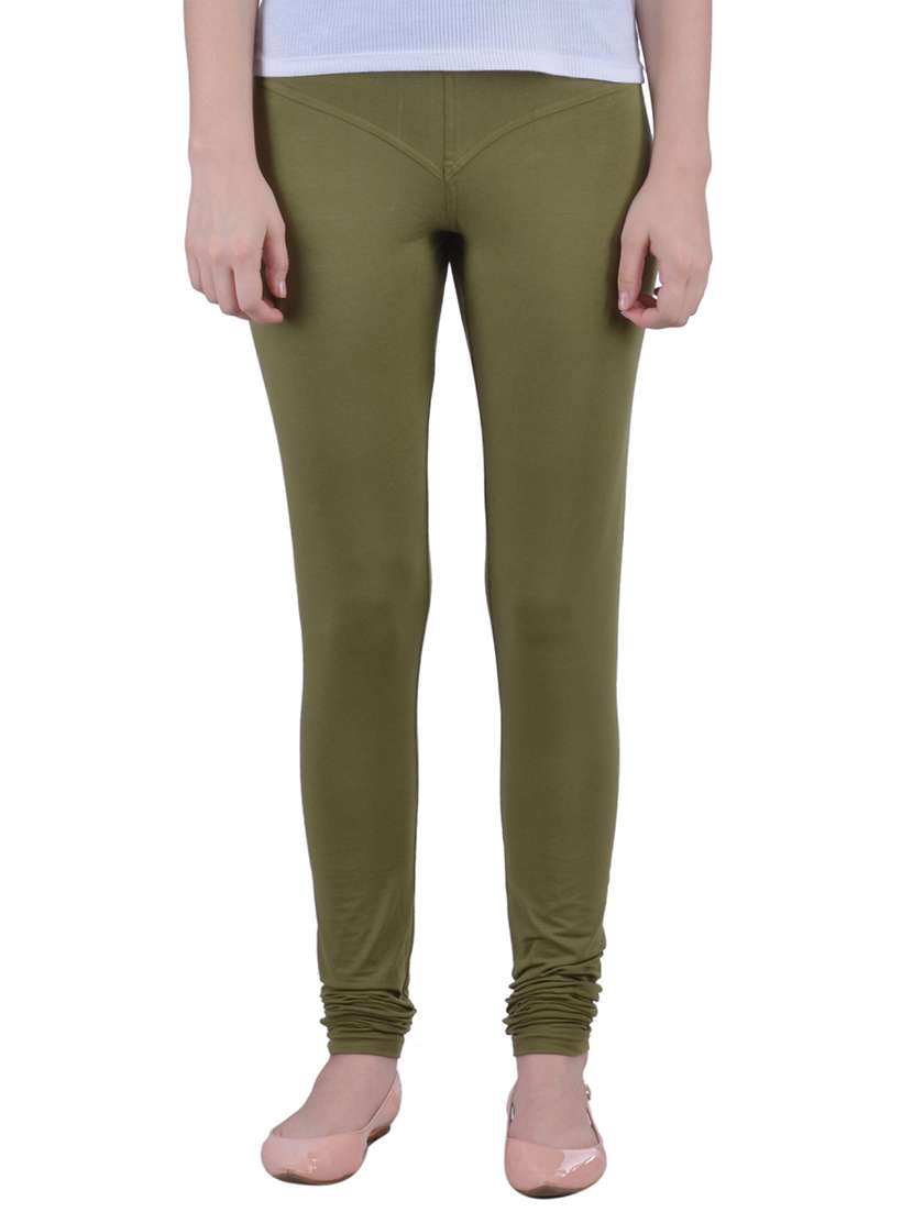 olive green cotton lycra full length legging