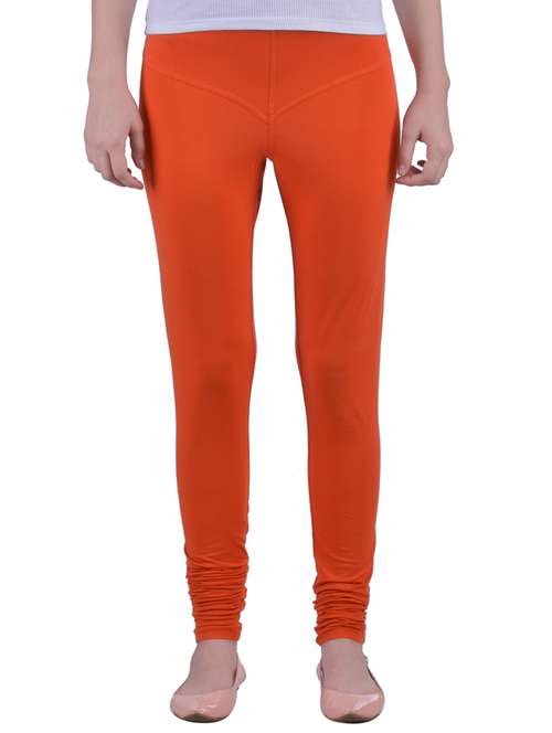 orange cotton lycra full length legging - 12792222 - Standard Image - 0