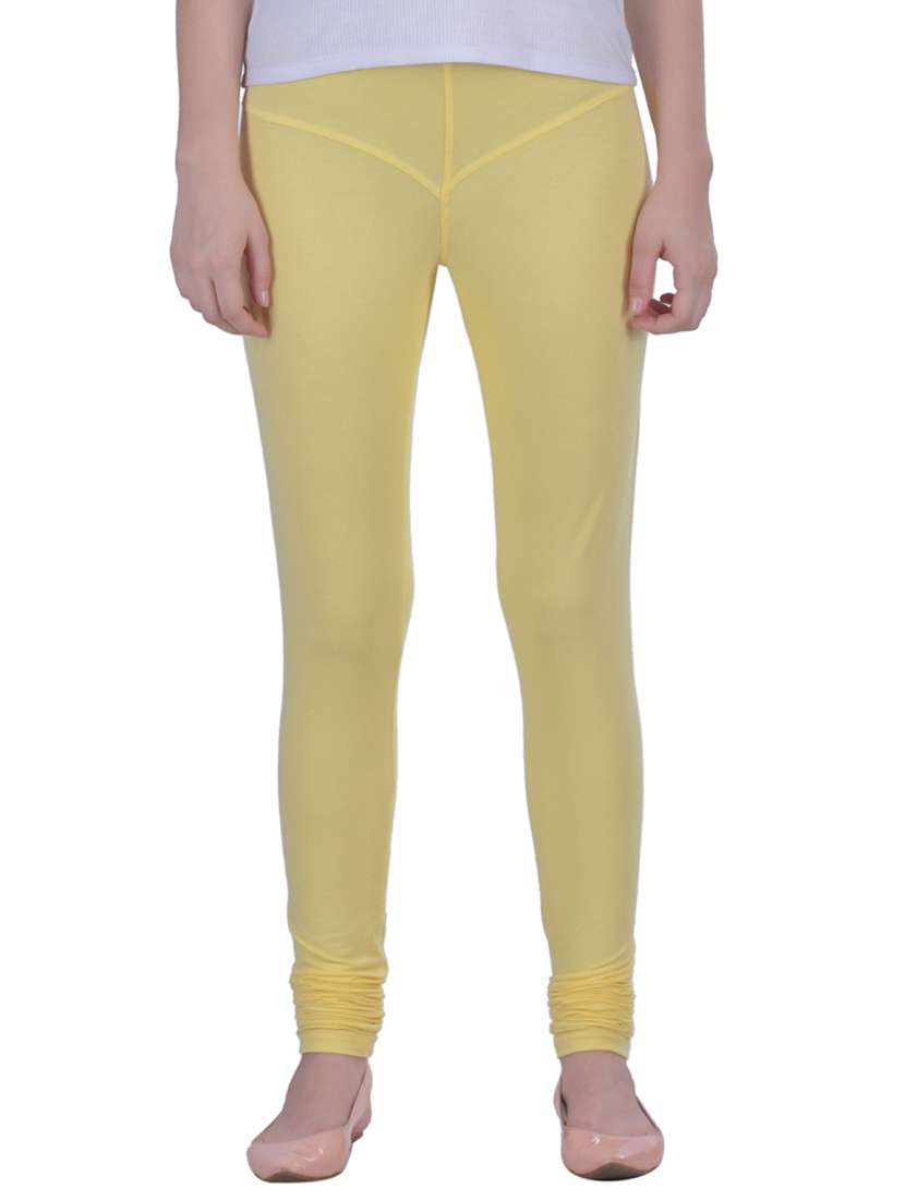yellow cotton lycra full length legging