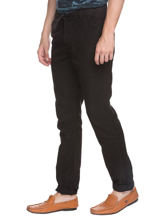 mufti mens black slim fit mid rise trousers - 12792479 -  Standard Image - 1