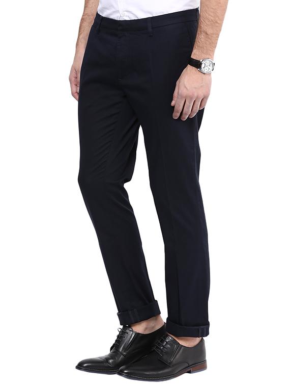 mufti mens navy pencil fit mid rise trousers - 12792484 -  Standard Image - 1