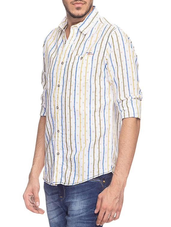 mufti mens khaki slim fit mid rise casual shirts - 12792593 -  Standard Image - 1