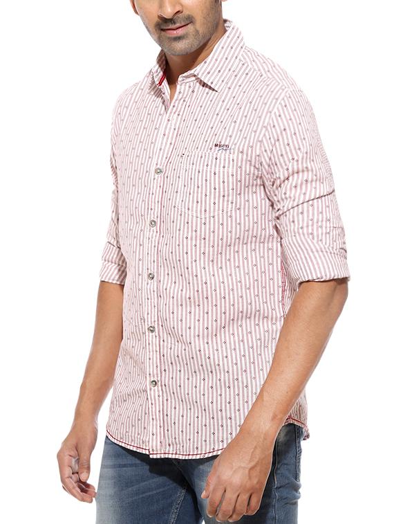 mufti mens red slim fit mid rise casual shirts - 12792624 -  Standard Image - 1