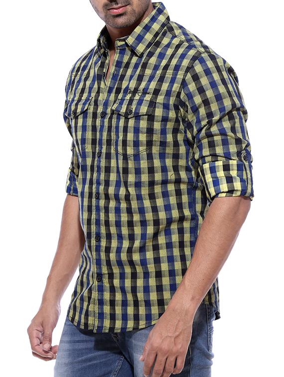 mufti mens yellow slim fit mid rise casual shirts - 12792633 -  Standard Image - 1