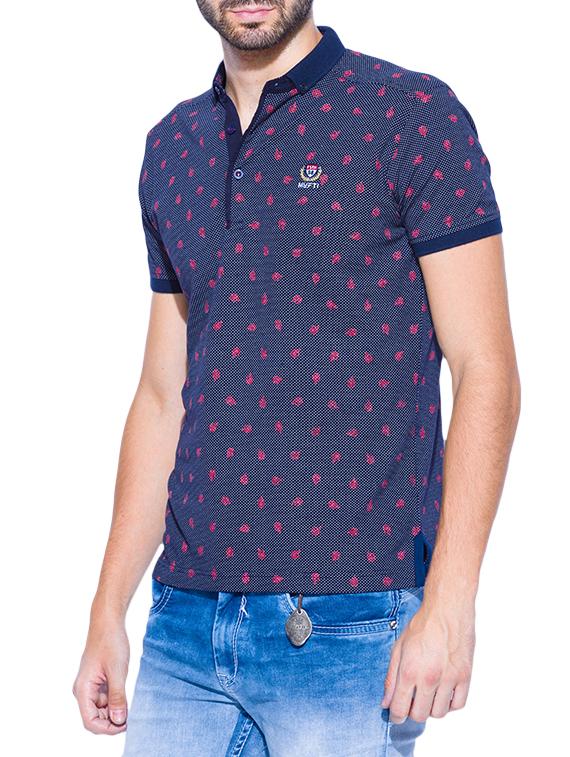 mufti mens navy slim fit mid rise tshirts - 12792722 - Standard Image - 1