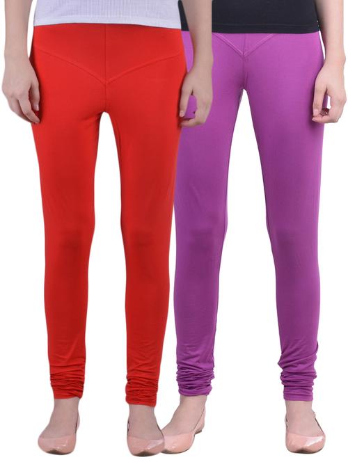 set of 2 multicolored cotton leggings - 12793341 - Standard Image - 0