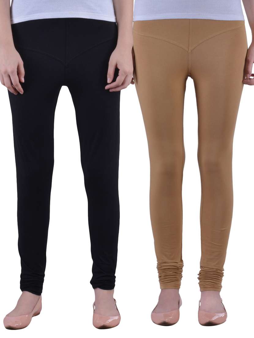 set of 2 multicolored cotton leggings