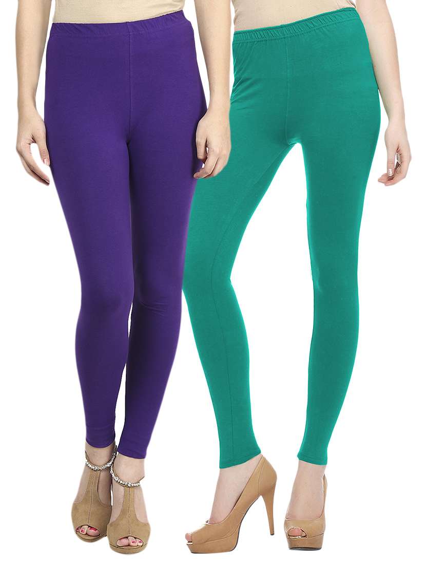 set of 2 multi colored cotton leggings