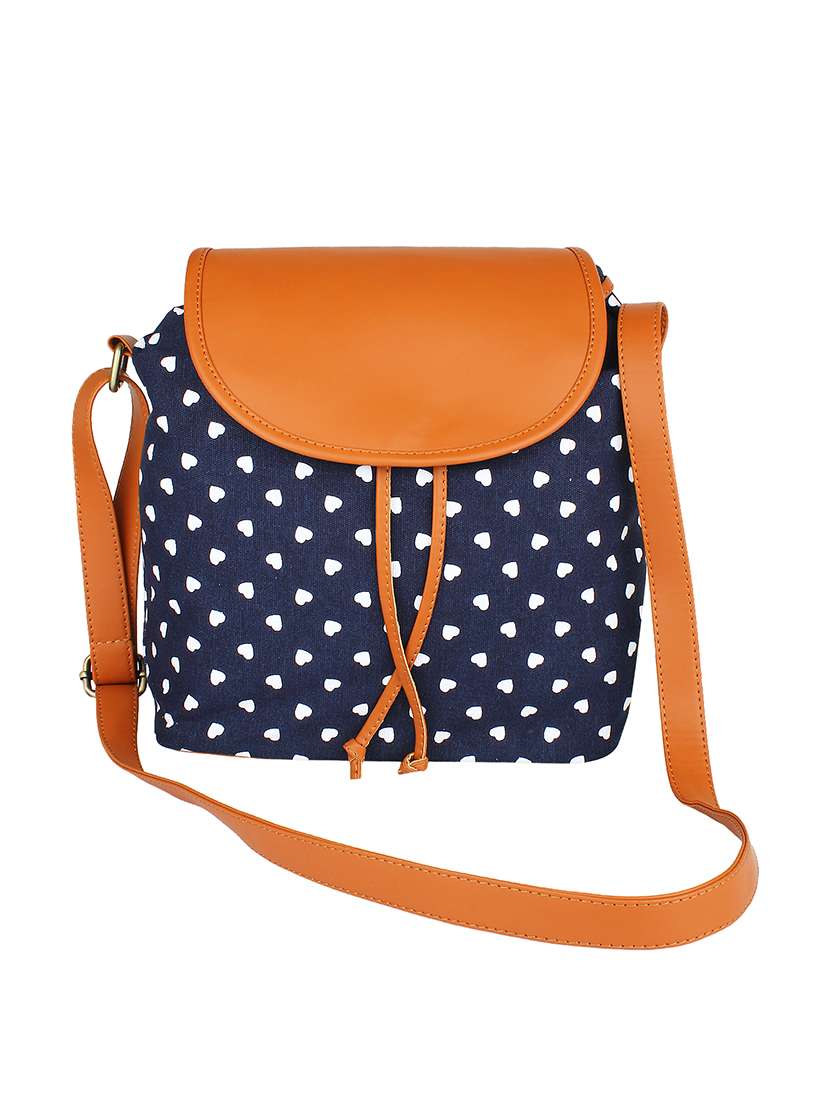 blue canvas sling bag