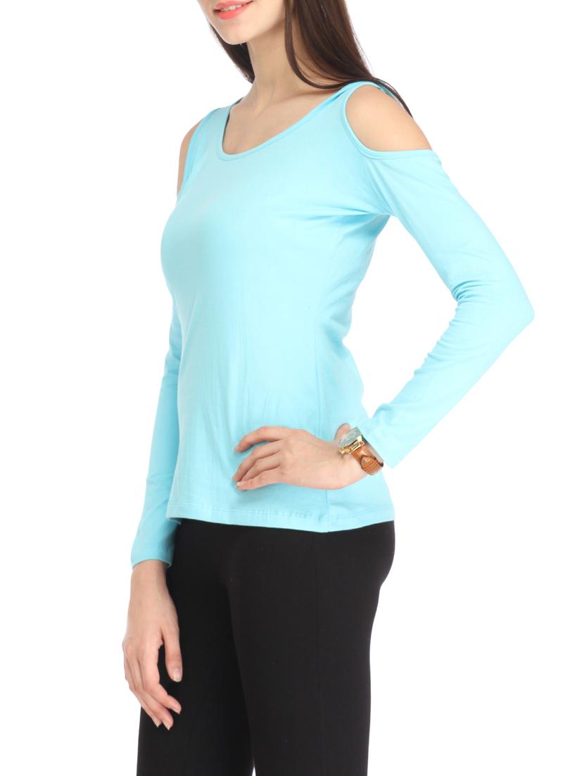 light blue cotton regular top - 12799993 - Standard Image - 1