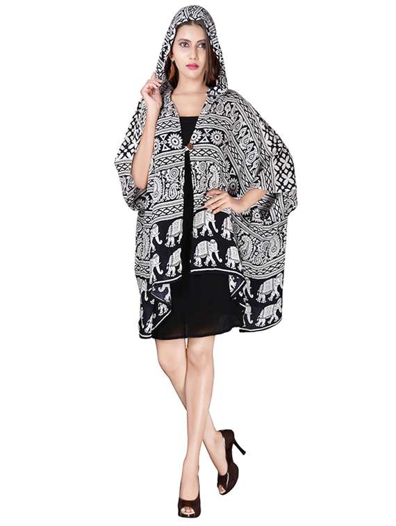 black printed crepe kaftan