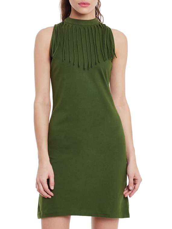 fringe detail sheath dress
