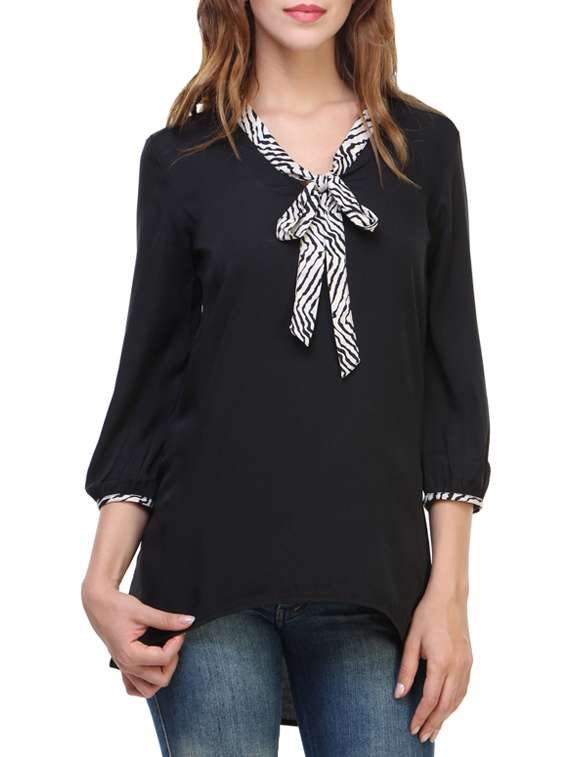 black crepe high low tunic