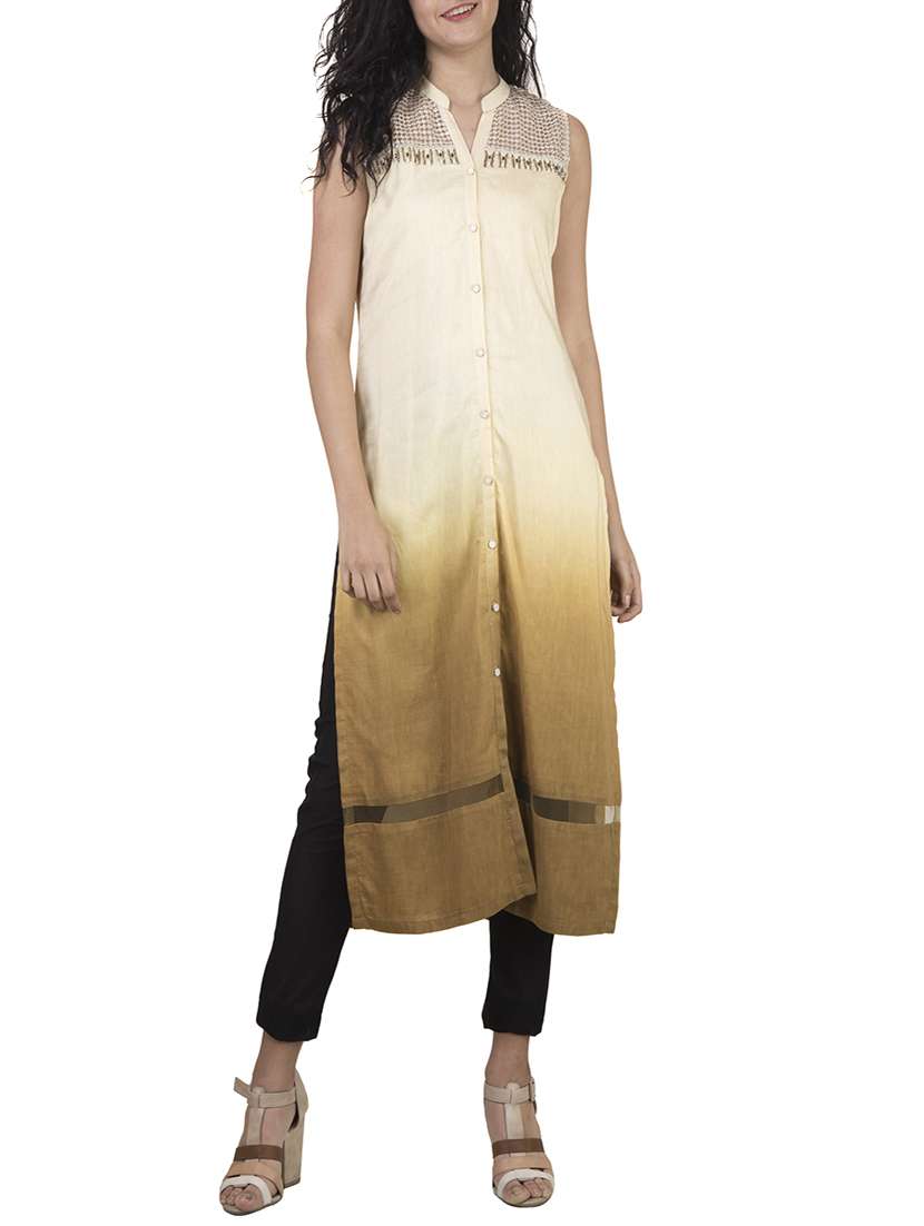 beige linen straight kurti