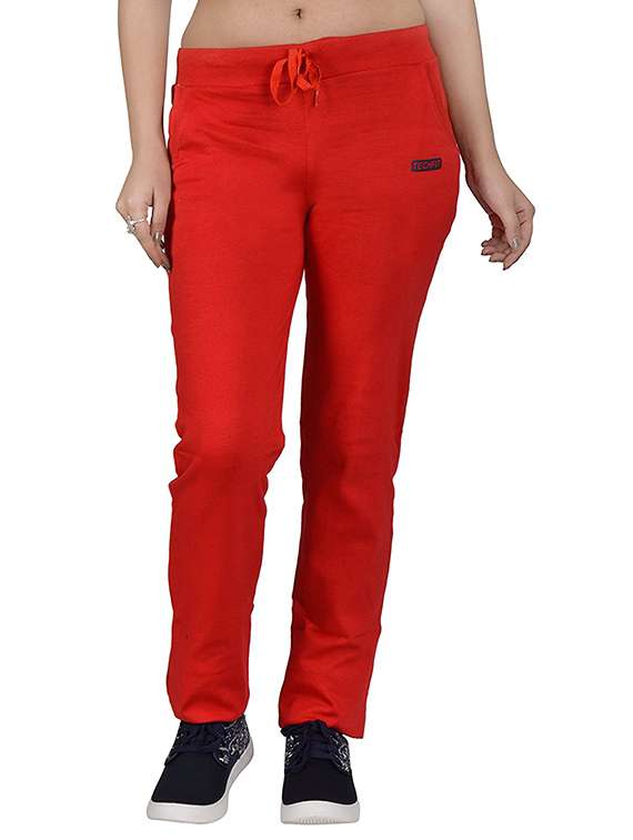 red cotton track pants