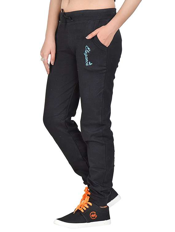 black cotton track pants - 12814007 -  Standard Image - 1