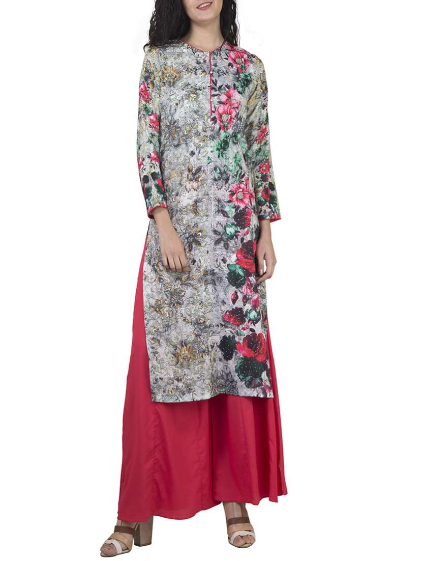 white printed stitched plazoo suit