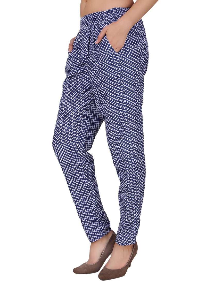blue polyester pleated trouser - 12815512 - Standard Image - 1
