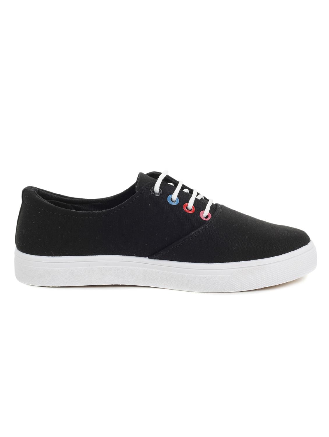 black canvas laceup casual shoes - 12815522 -  Standard Image - 1