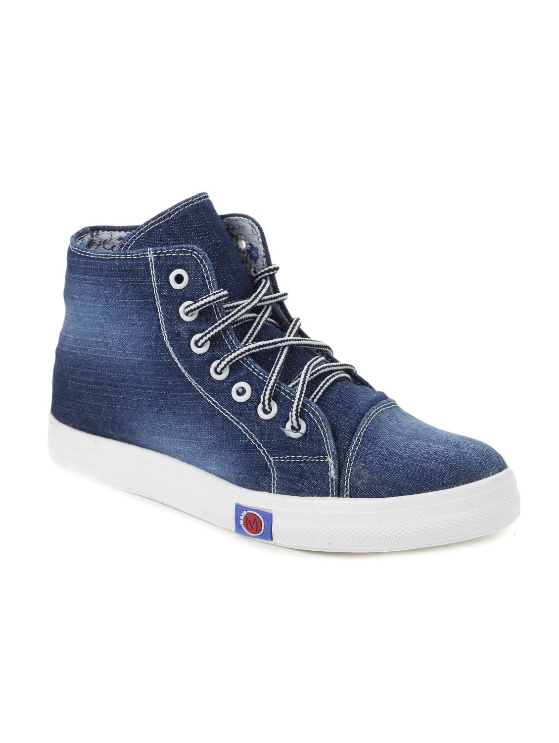 blue denim laceup sneakers