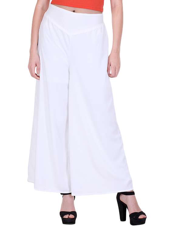 white crepe palazzos