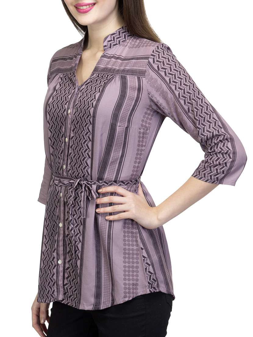 purple viscose regular tunic - 12817353 - Standard Image - 1