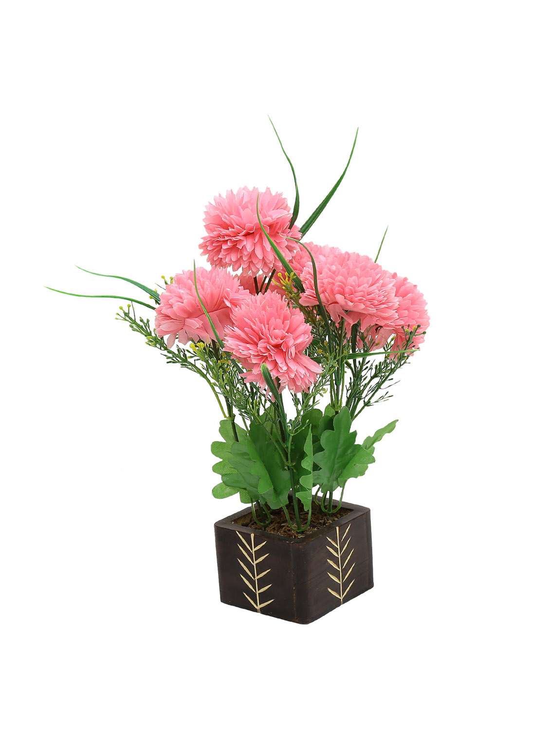 Random Artificial Potted Plant with Round Pink Flowers
