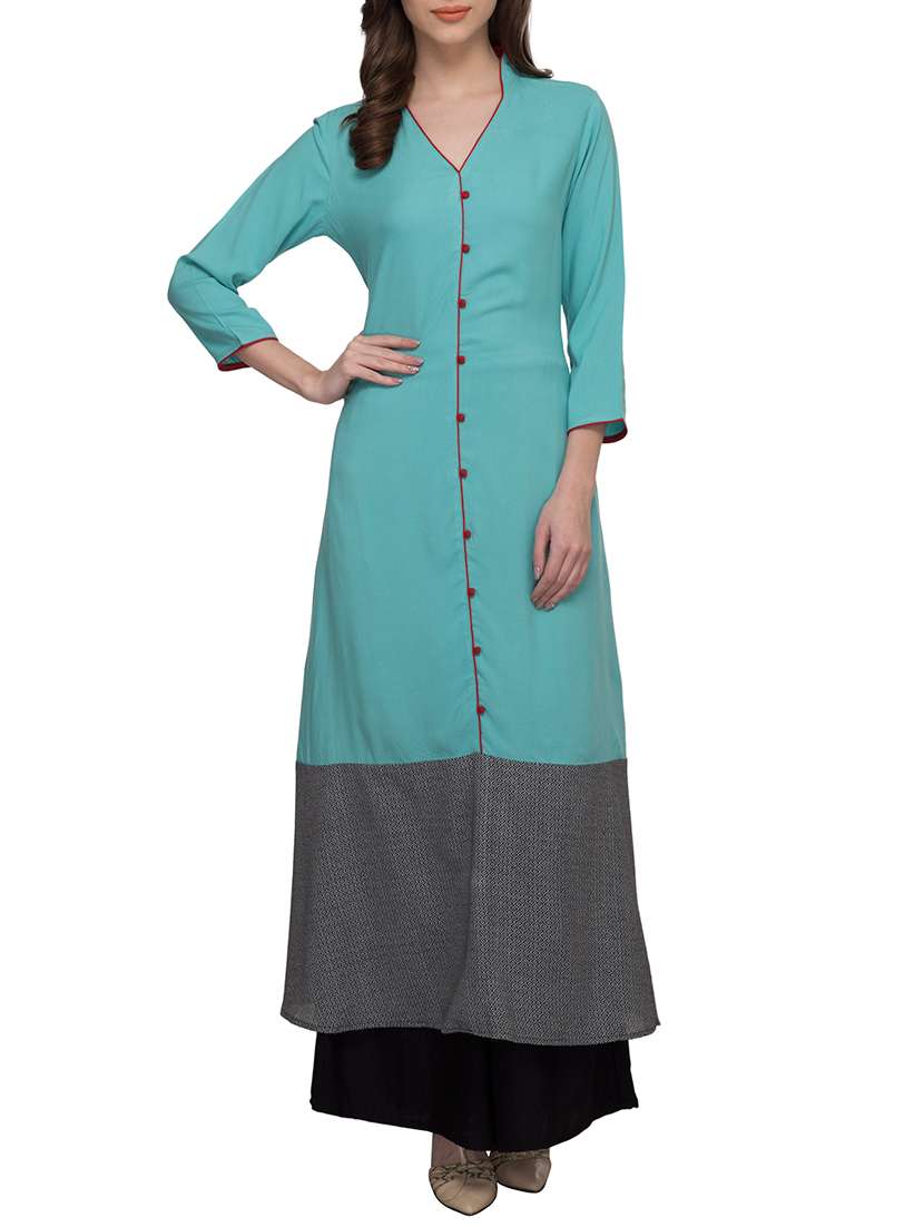 blue rayon a-line kurta