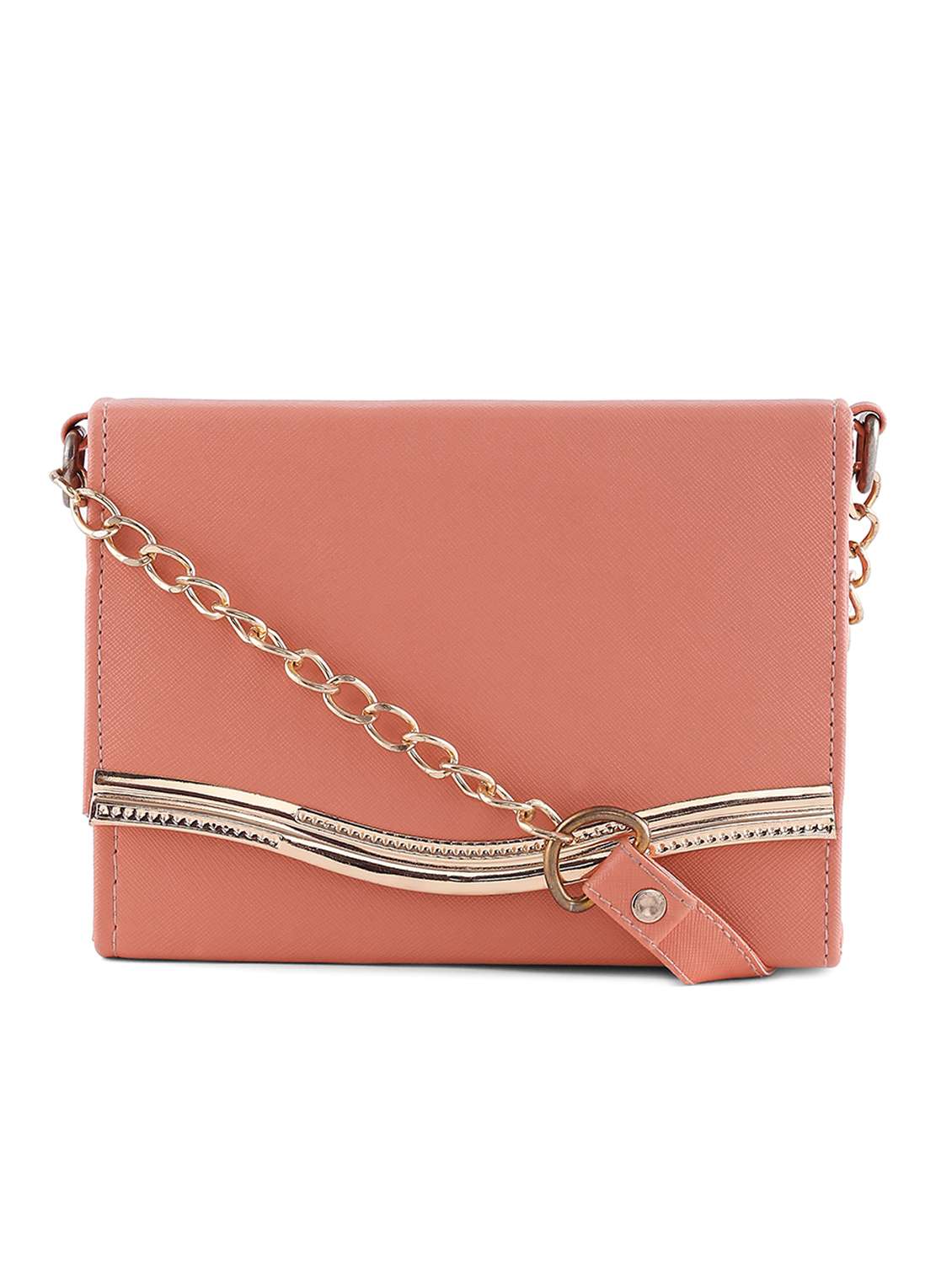 pink synthetic leather sling bag