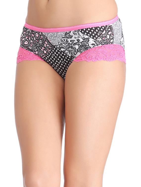 black printed cotton hipster panty - 12832935 - Standard Image - 1