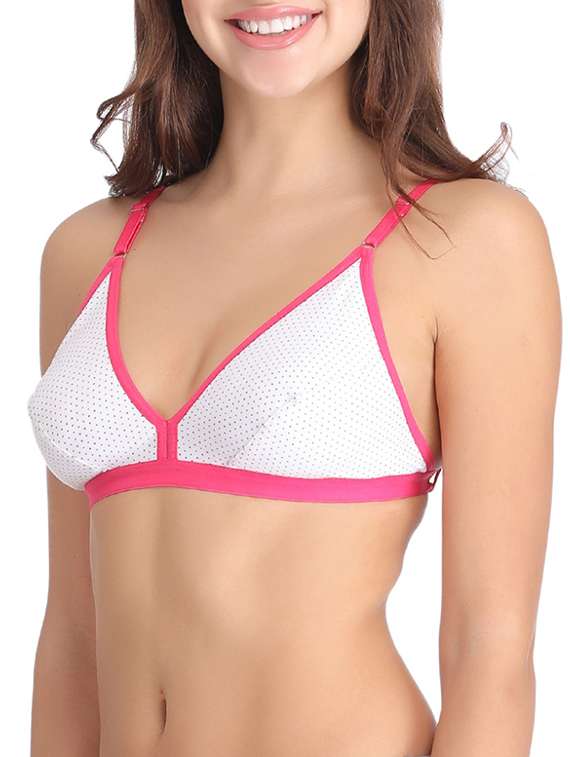 white polka dots printed cotton bra - 12832992 - Standard Image - 1