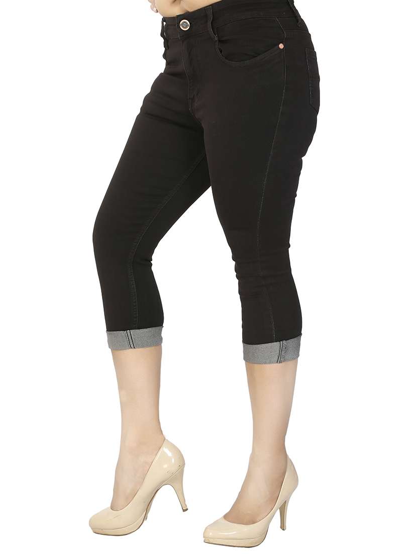 brown denim capri - 12836873 -  Standard Image - 1