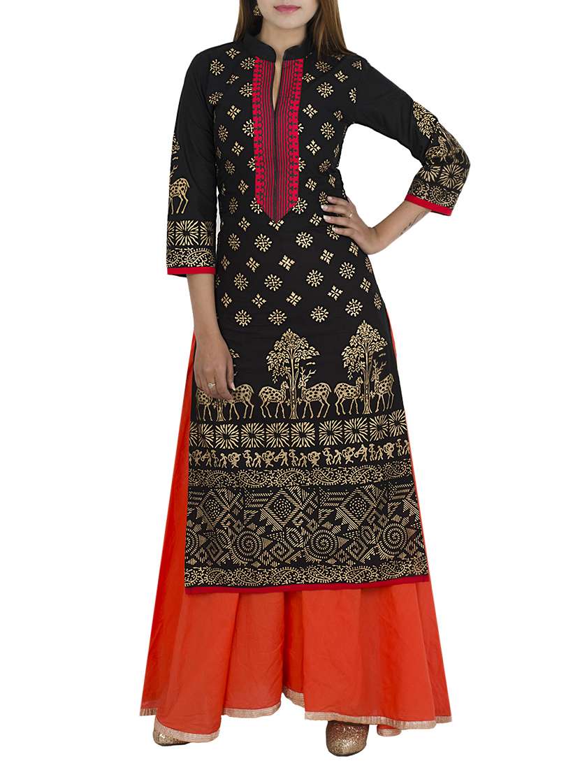 foil printed straight kurta