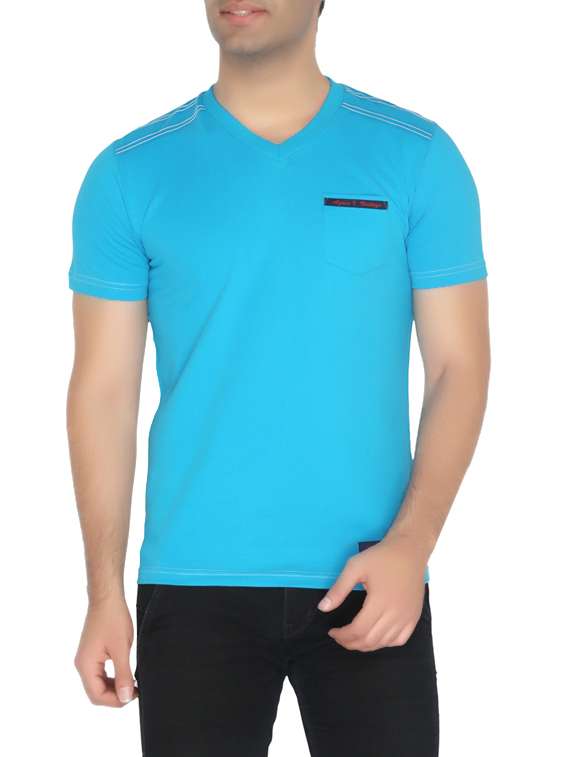 solid blue cotton t-shirt