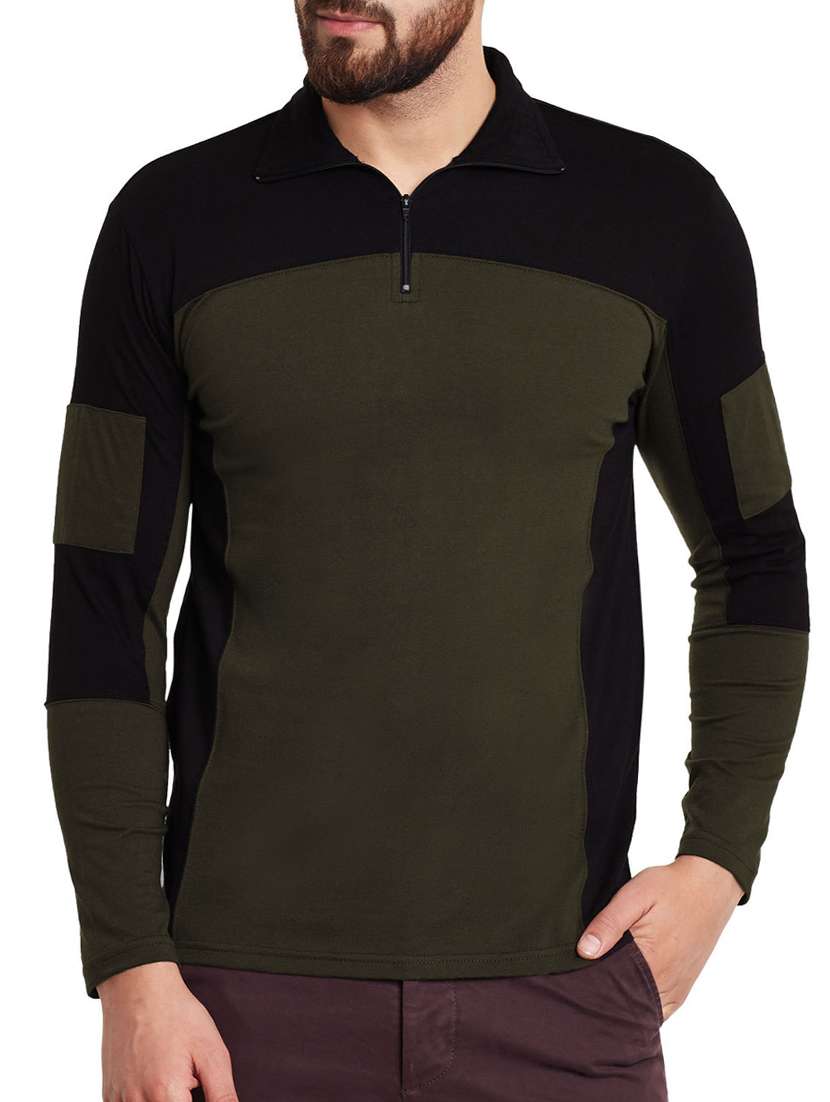 green cotton colour block t-shirt