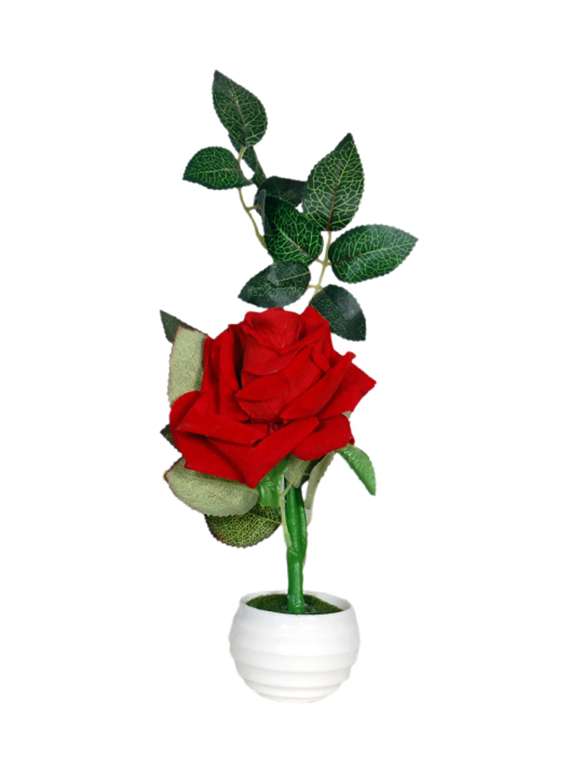 loxiaa red rose  artificial  flower with  pot (25 cm)