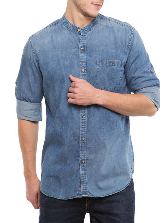 blue cotton casual shirt