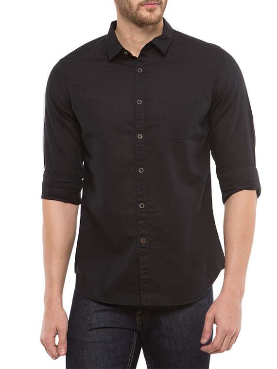black linen casual shirt
