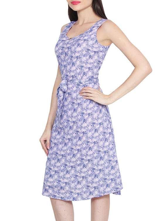 blue cotton belted dress - 12866693 - Standard Image - 1