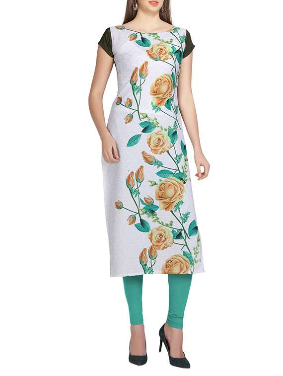 white crepe straight kurta