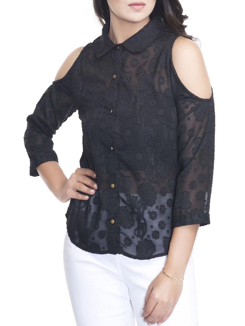 black georgette regular shirt